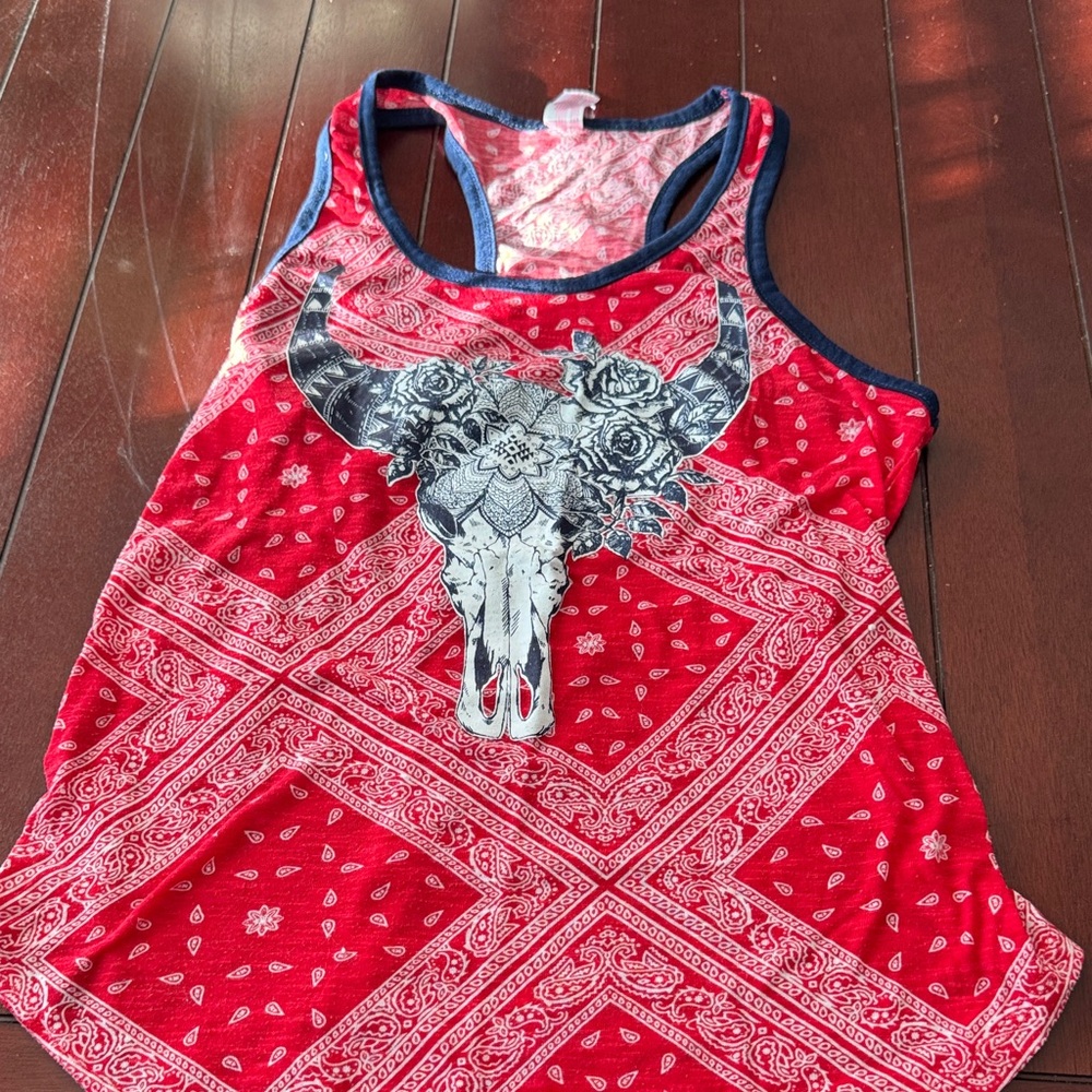 Red Bandana Print Kids Tank Top